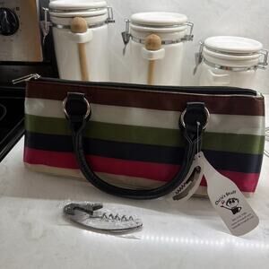 Primeware Insulated Wine Clutch Multicolor Stripes with Cork screw NEW READ